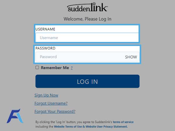 text fields for “Username” and “Password”