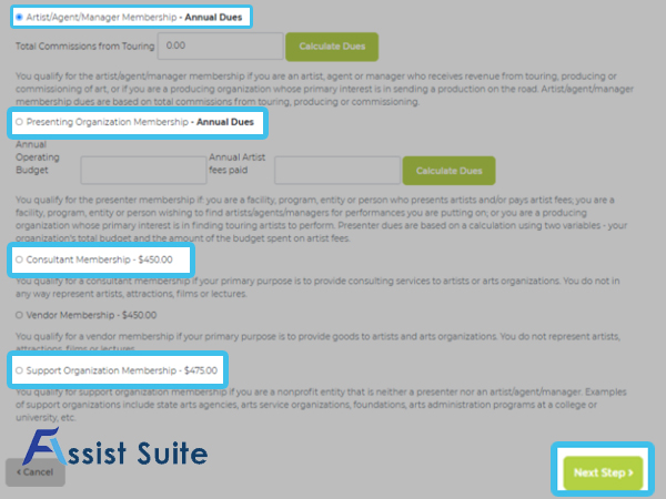 Select the ‘Membership Type’ you want to join APAP for!