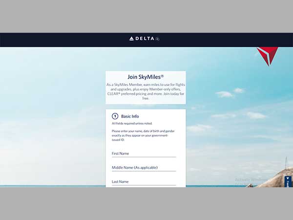 Delta Sign-up Page